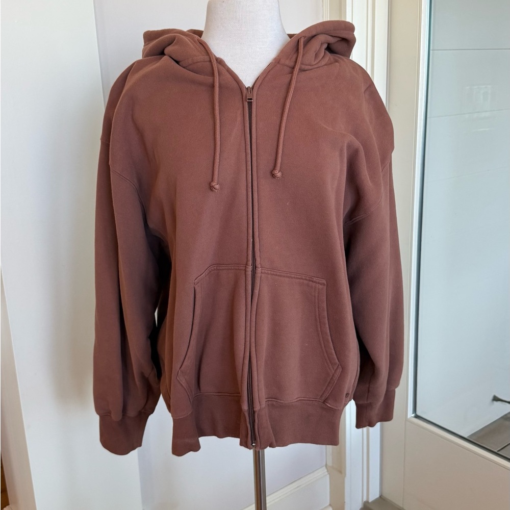 Aritzia TNA Chocolate Brown Zip-Up Hoodie